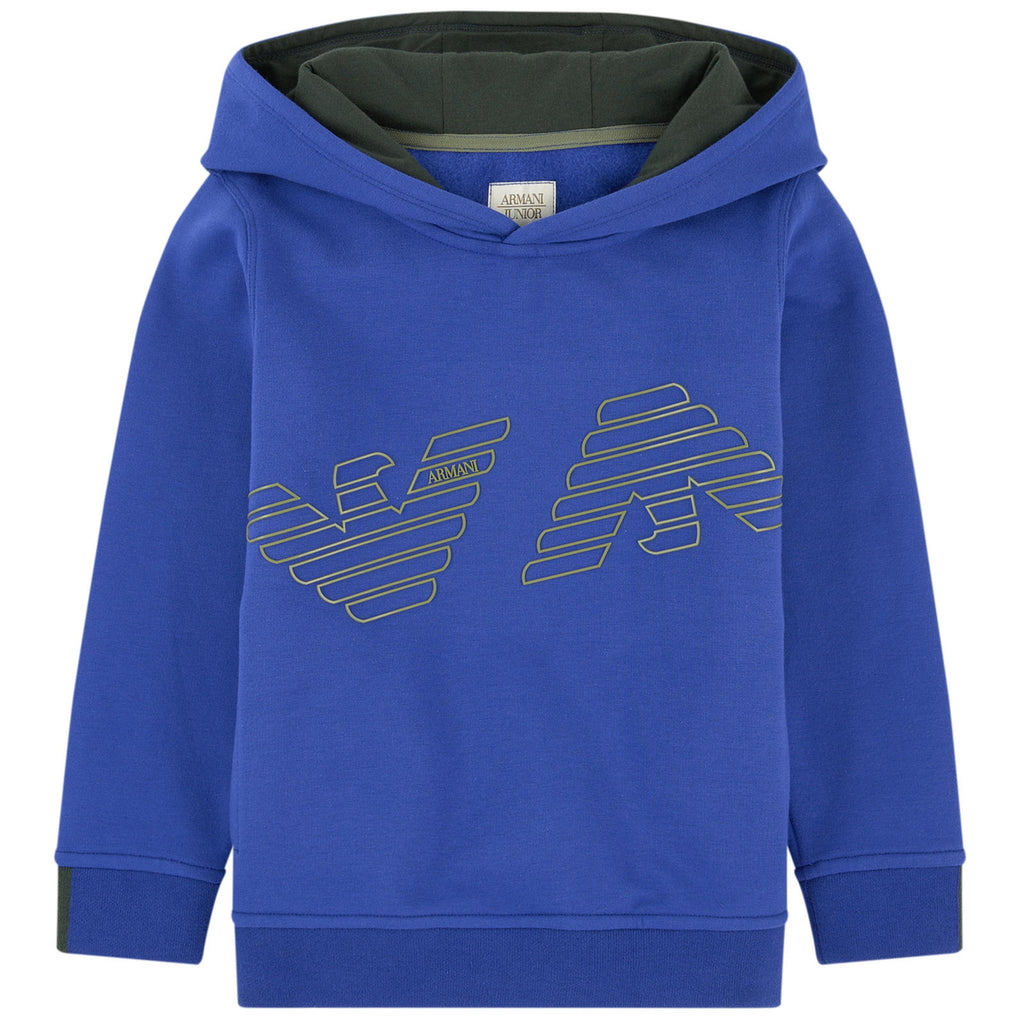 Armani Junior Boys Blue Logo Hoodie Boys Sweaters & Sweatshirts Armani Junior [Petit_New_York]