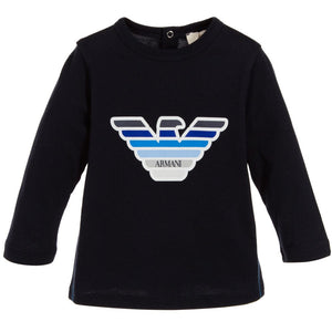 Armani Baby Boys Navy Blue Eagle Logo T-shirt Baby T-shirts Armani Junior [Petit_New_York]