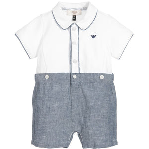 Armani Baby Boys White & Blue onesie Gift Set Baby Rompers & Onesies Armani Junior [Petit_New_York]