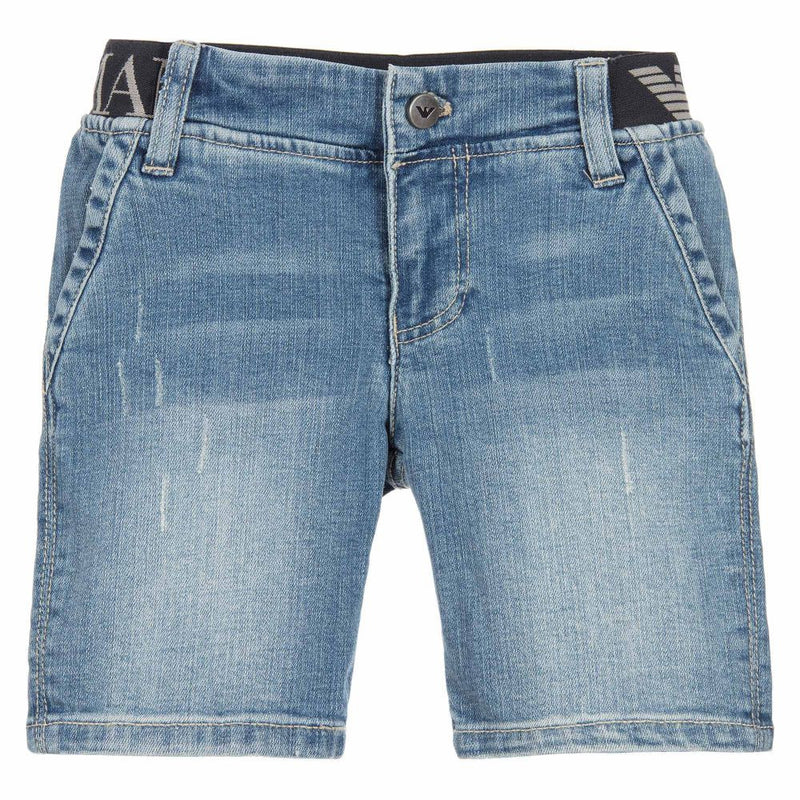 Armani Junior Boys Faded Blue Jean Shorts | New Season Boys Shorts Armani Junior [Petit_New_York]