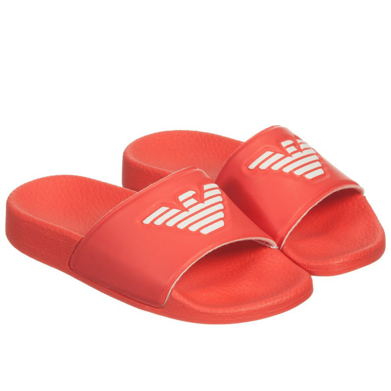 Armani Boys Red Logo Flip-Flops Sandals Boys Shoes Armani Junior [Petit_New_York]