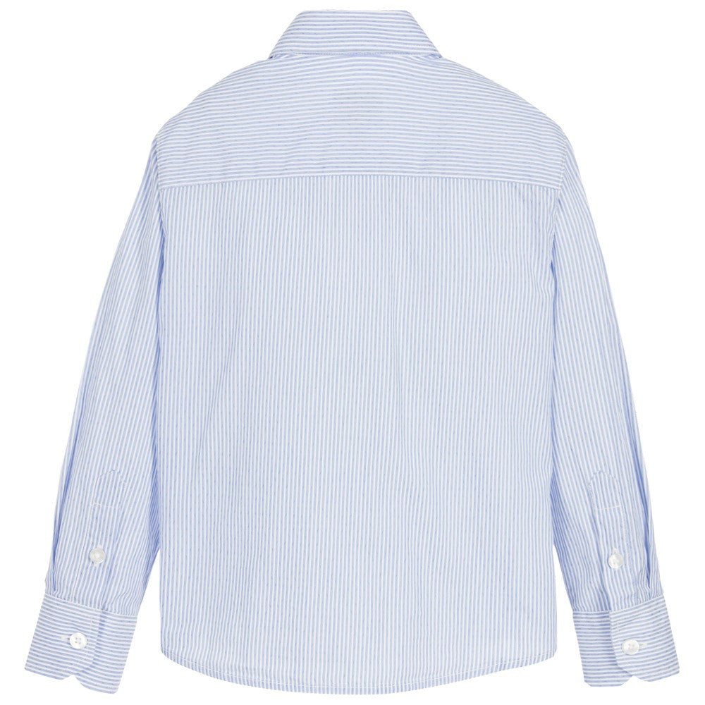 Armani Boys Blue & White Pinstripe Shirt Boys Shirts Armani Junior [Petit_New_York]