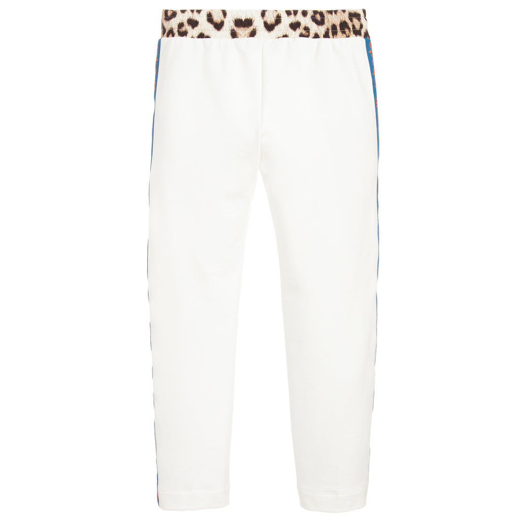 Girls Ivory Leopard Logo Sweatpants