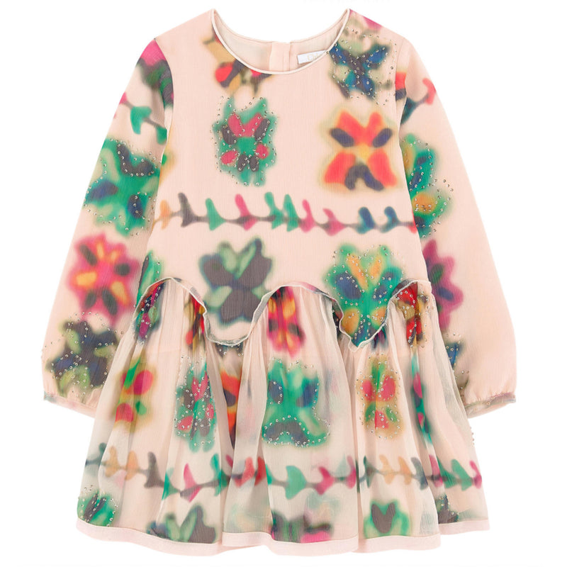 Chloe Girls Colorful Printed Pink Silk Dress (Mini-Me) – Petit New York Chloe Girls Colorful Printed Pink Silk Dress (Mini-Me) – Petit New York