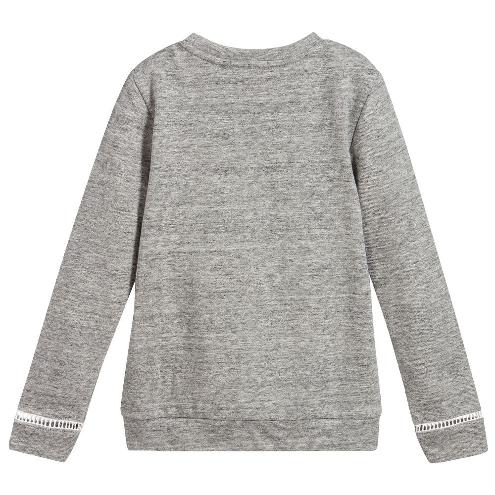 Girls Grey Soft Cotton Logo Sweatshirt