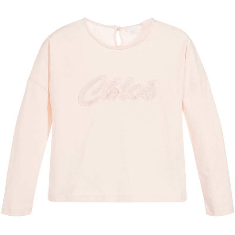 Chloe Girls Pale Pink Logo Top Girls Tops Chloé [Petit_New_York]