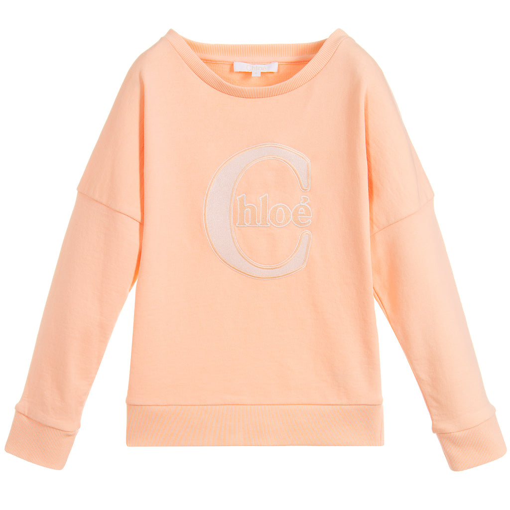 Girls Peach Pink Logo Sweatshirt