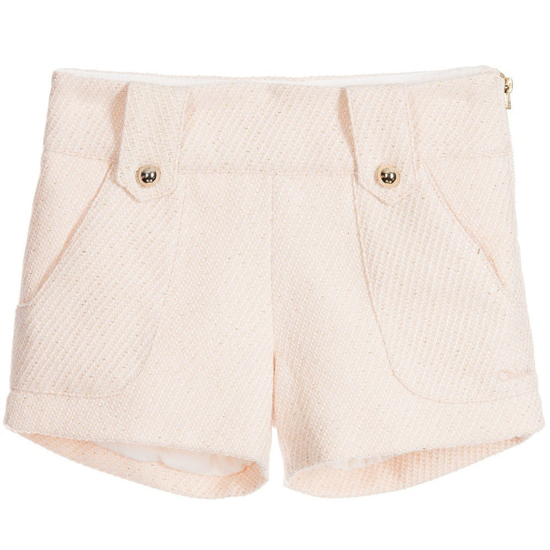 Chloé Girls Blush Pink Tweed Shorts Girls Shorts Chloé [Petit_New_York]