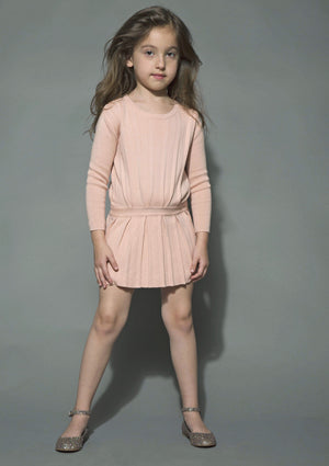 Chloe Girls Pleated Salmon-Pink Dress (Mini-Me) Girls Dresses Chloé [Petit_New_York]