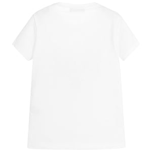 Dsquared2 Girls White Lady Print T-shirt (Mini-Me) Girls Tops Dsquared2 [Petit_New_York]