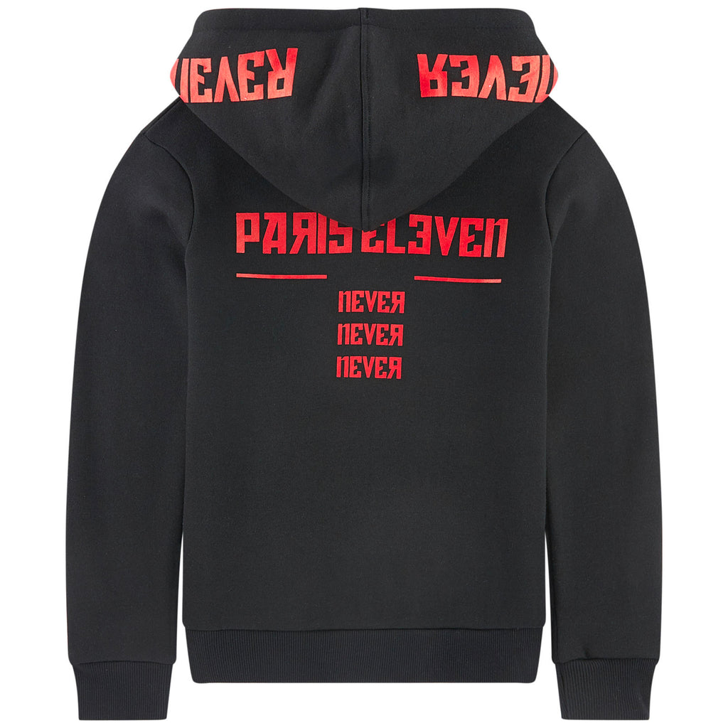 Eleven Paris Black with Red Logo Printed Hoodie Sweatshirt (unisex)