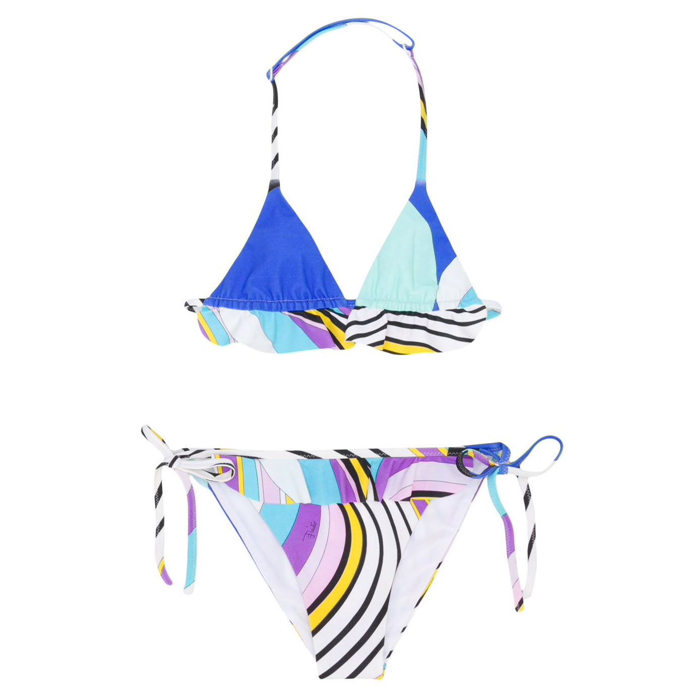 EMILIO PUCCI c.1960's Blue Signature Print 2 Piece Bikini
