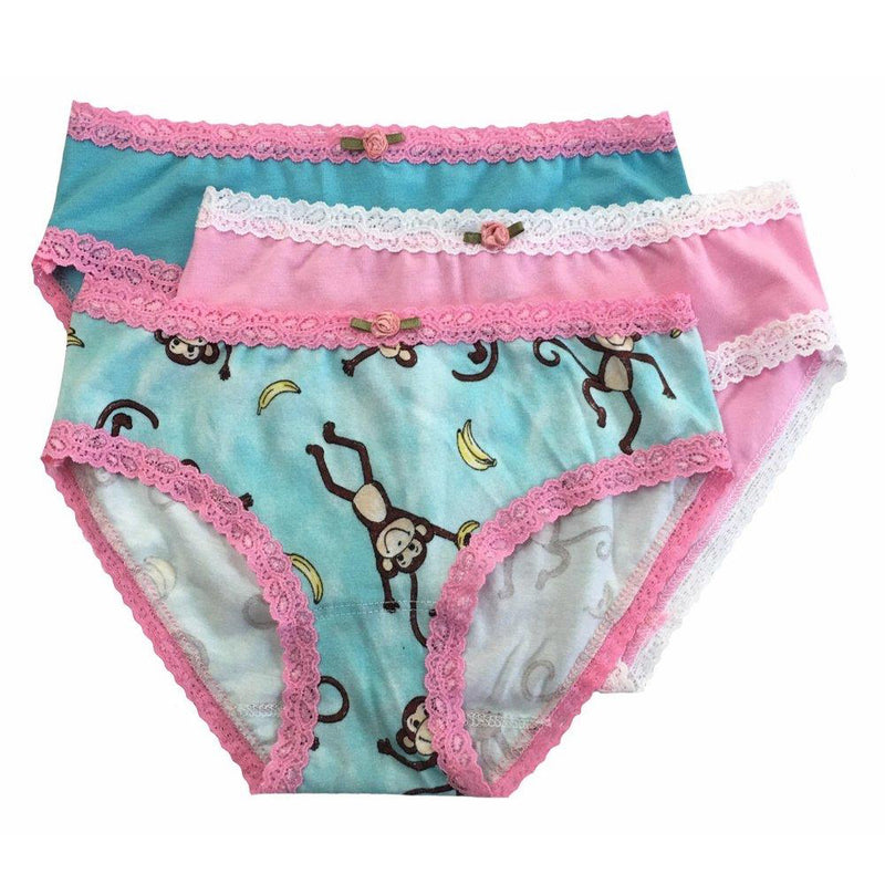 4 PACK KIDS Girls Underwear Child Cartoon Cute Lace Cotton Briefs
