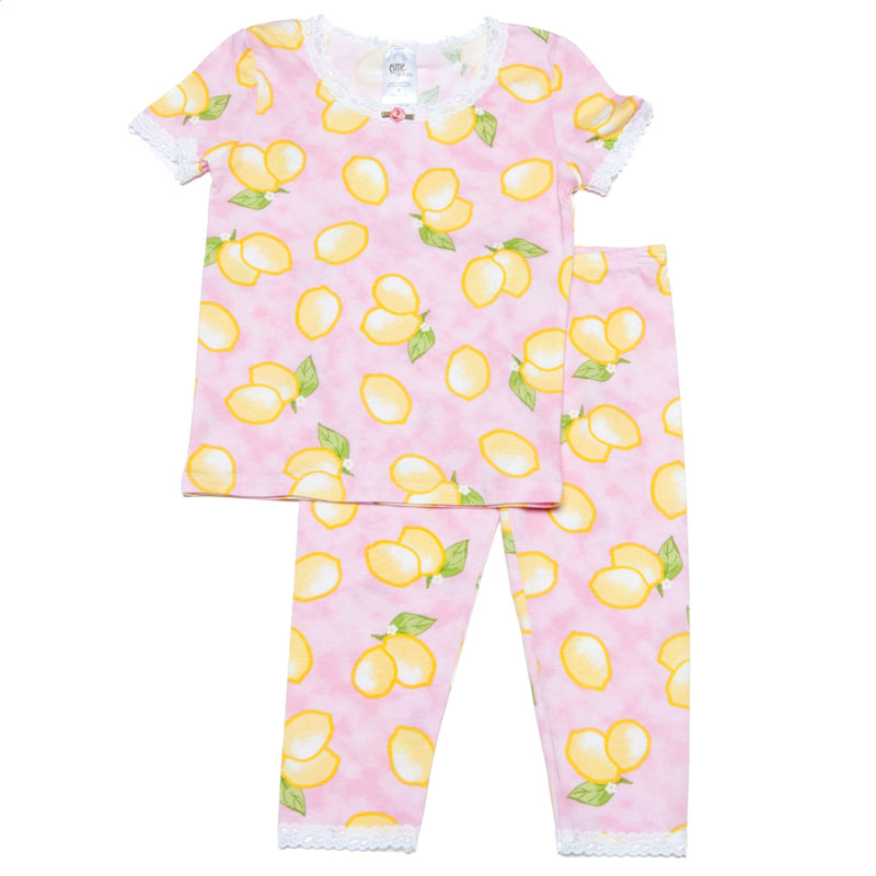 Girls Lemon Printed Super Soft Pajamas Set