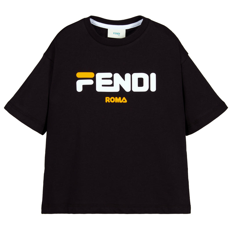 Unisex Fendi Mania x FILA Black Logo T-shirt