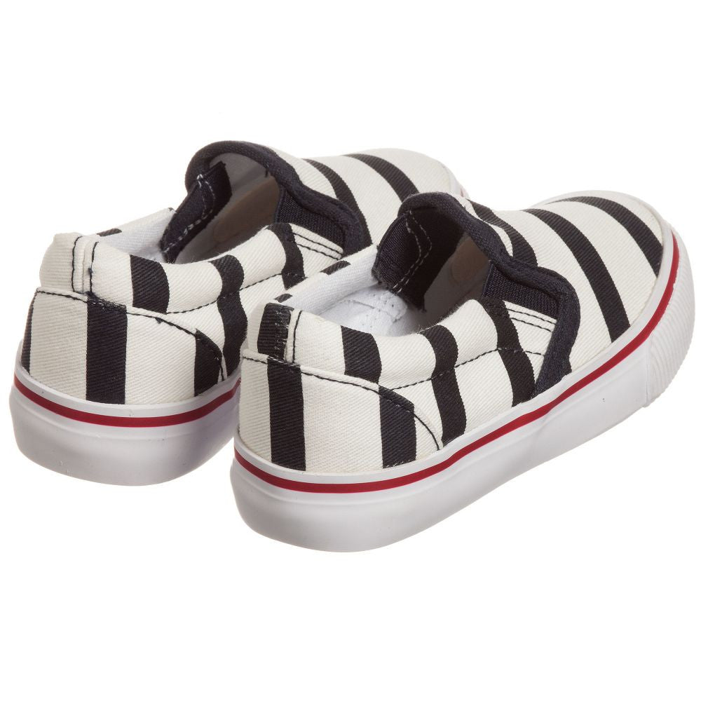 Junior Gaultier Boys & Girls Unisex Striped Canvas Slip-On Shoes Boys Shoes Junior Gaultier [Petit_New_York]