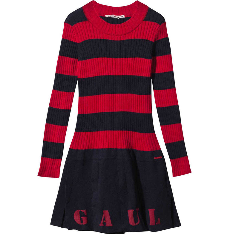 Gaultier Girls Navy & Red Striped Knit Jersey Dress Gaultier Girls Navy & Red Striped Knit Jersey Dress
