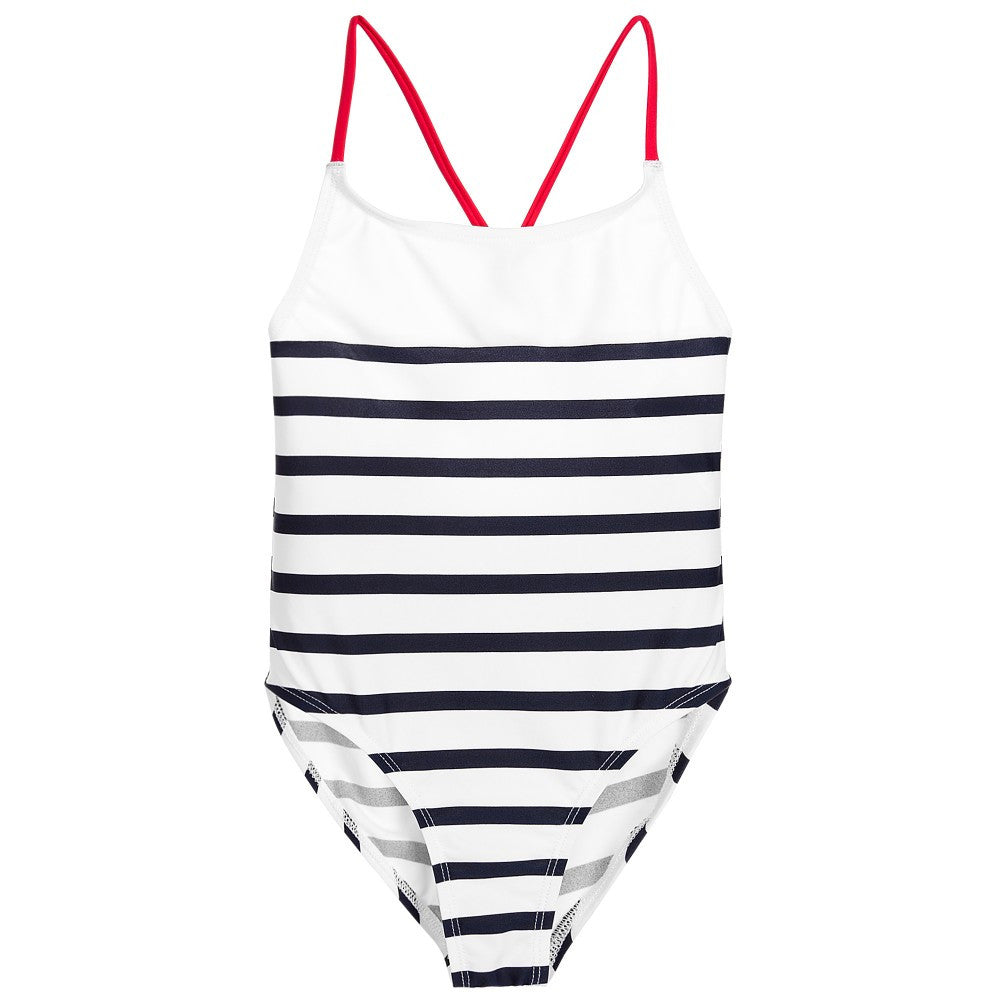 Junior Gaultier Girls Navy and White Striped Swimsuit Girls Swimwear Junior Gaultier [Petit_New_York]
