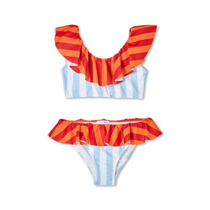 Stella Cove Girls Multi Colored Striped Bikini Swimsuit