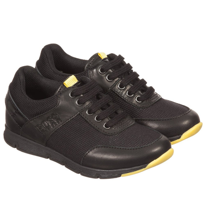 BOSS Lace-up Sneakers With Preformed Sole And Branded Leather Upper in Black  for Men | Lyst