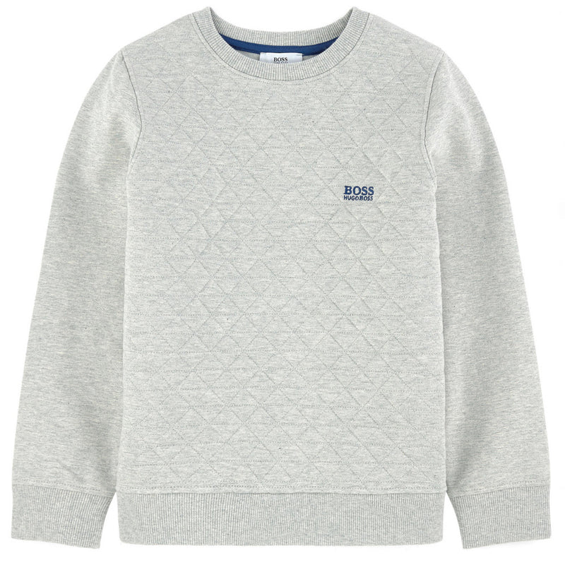 Hugo Boss Boys Grey Padded Logo Sweatshirt Boys Sweaters & Sweatshirts Boss Hugo Boss [Petit_New_York]