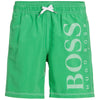 Hugo Boss Boys Green Logo Swim Shorts Boys Swimwear Boss Hugo Boss [Petit_New_York]