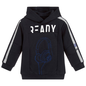 IKKS Boys Navy Blue Hooded Sweatshirt with Print