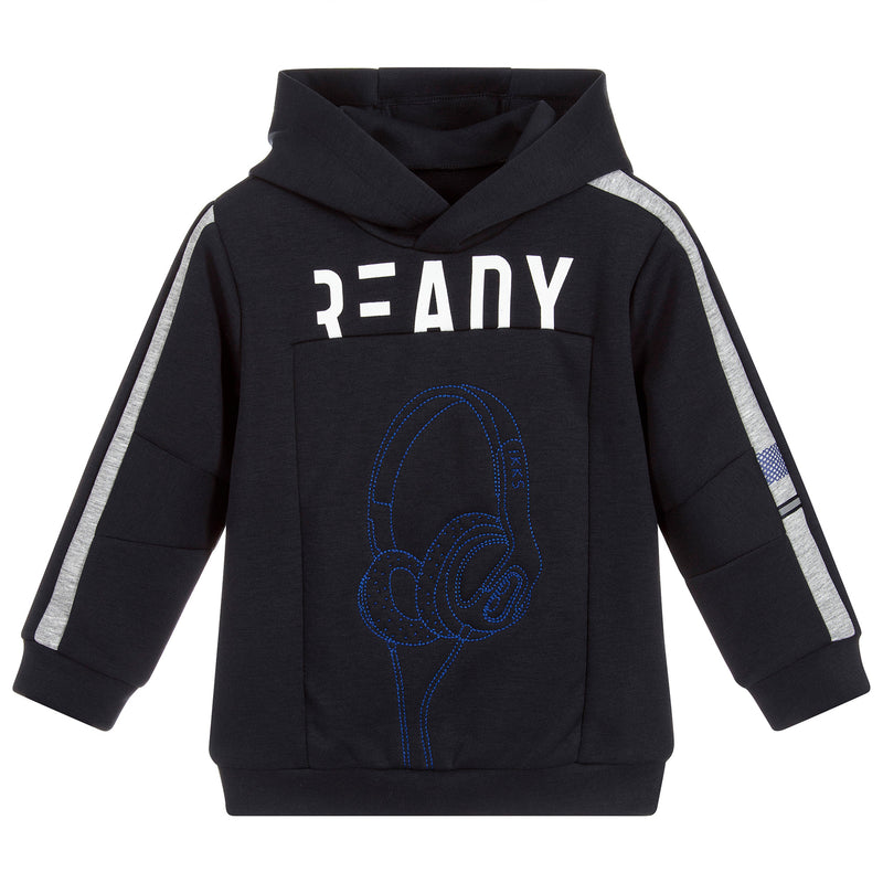 IKKS Boys Navy Blue Hooded Sweatshirt with Print – Petit New York
