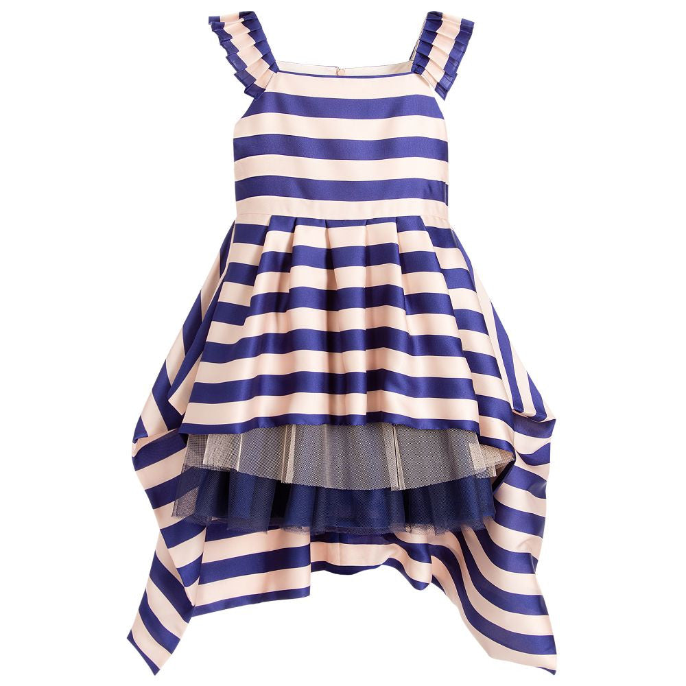 JUNIOR GAULTIER Girls Pink & Blue Striped Sateen Dress JUNIOR GAULTIER Girls Pink & Blue Striped Sateen Dress