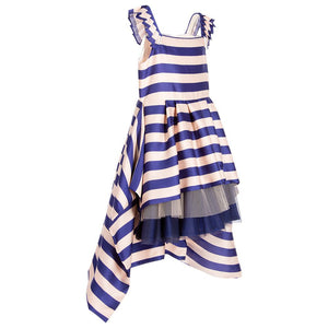 JUNIOR GAULTIER Girls Pink & Blue Striped Sateen Dress JUNIOR GAULTIER Girls Pink & Blue Striped Sateen Dress