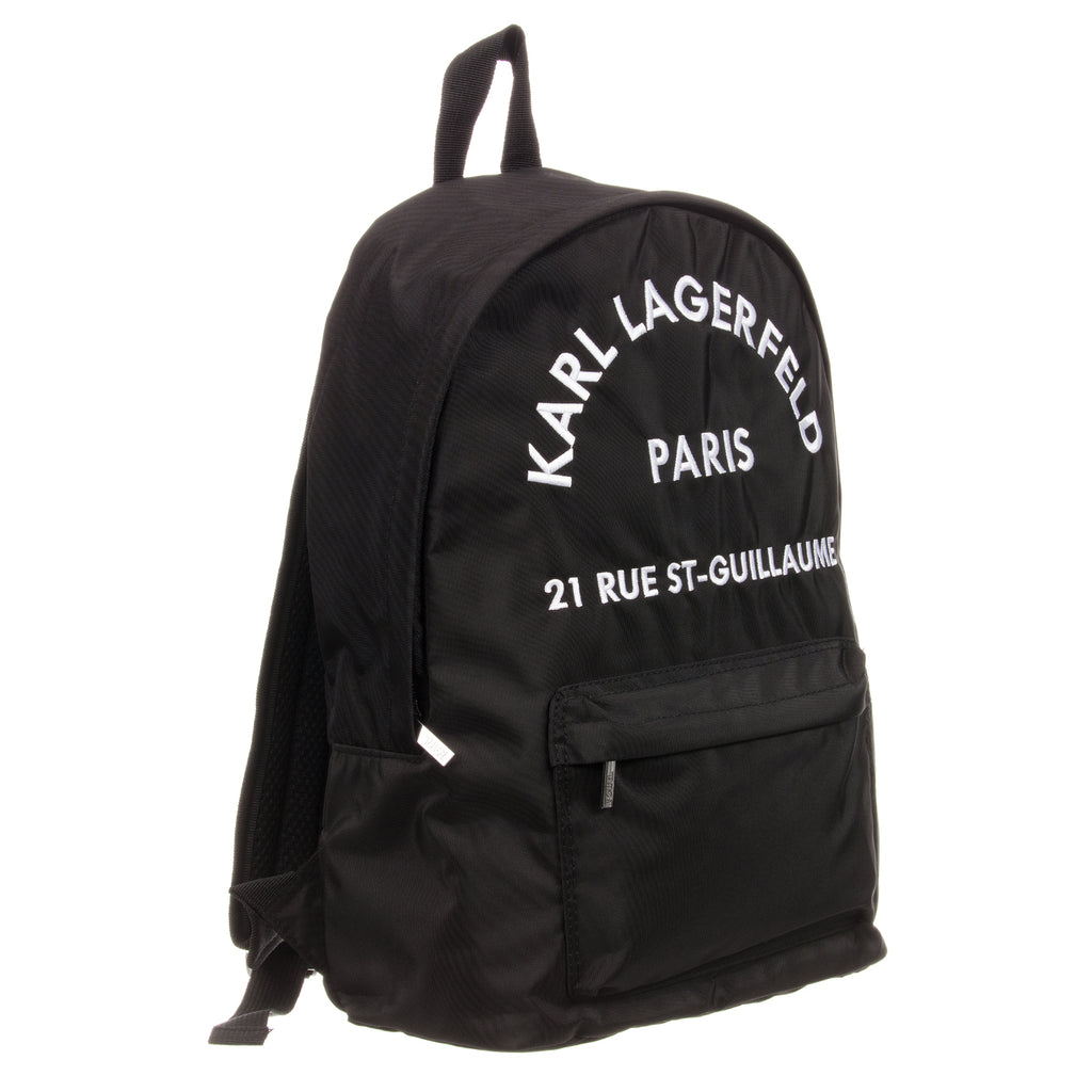 Karl Lagerfeld Black Paris Logo Backpack (Unisex)