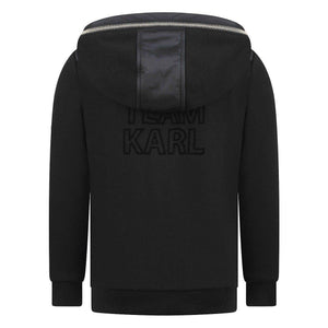 Karl Lagerfeld Boys Black Zip-Up Hoodie with Leather