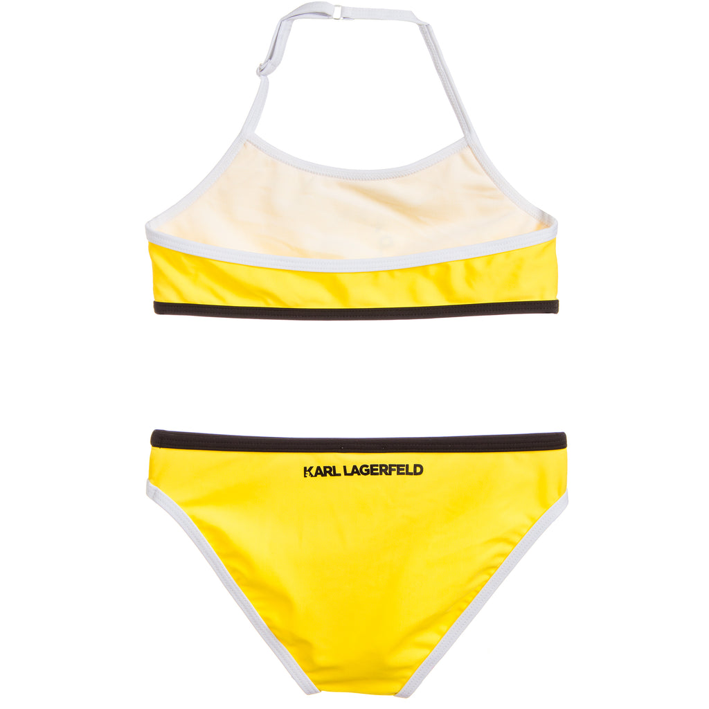 Girls Yellow & Black Logo Bikini Set