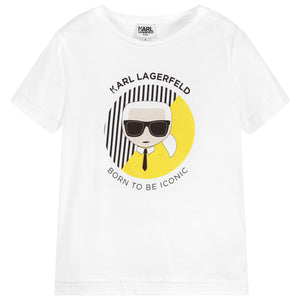 Unisex White 'Karl Iconic' T-shirt (Mini-Me)