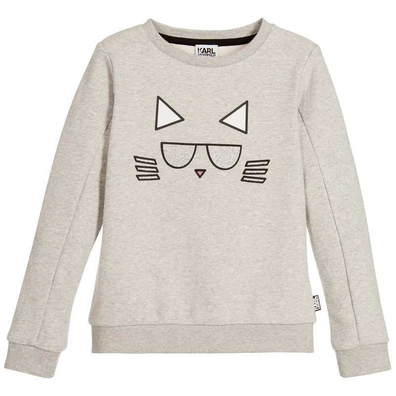 Karl Lagerfeld Girls Grey Choupette Sweatshirt Girls Sweaters & Sweatshirts Karl Lagerfeld Kids [Petit_New_York]