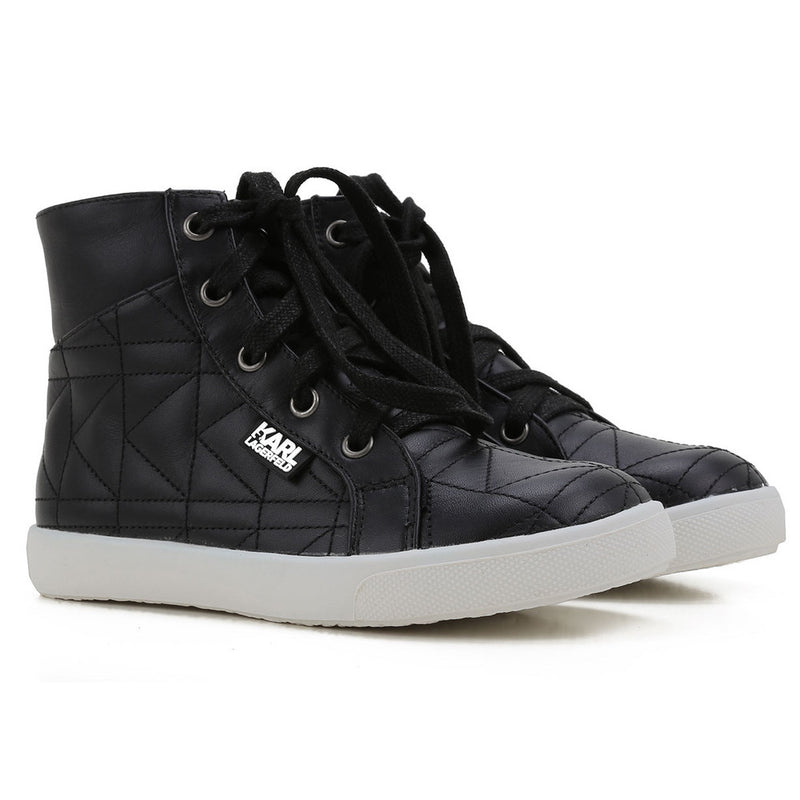 Karl Lagerfeld Boys High-Top Black Leather Sneakers Boys Shoes Karl Lagerfeld Kids [Petit_New_York]