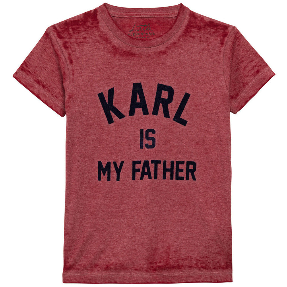 Eleven Paris Girls Red 'Karl Is My Father' T-shirt Girls Tops Little Eleven Paris [Petit_New_York]