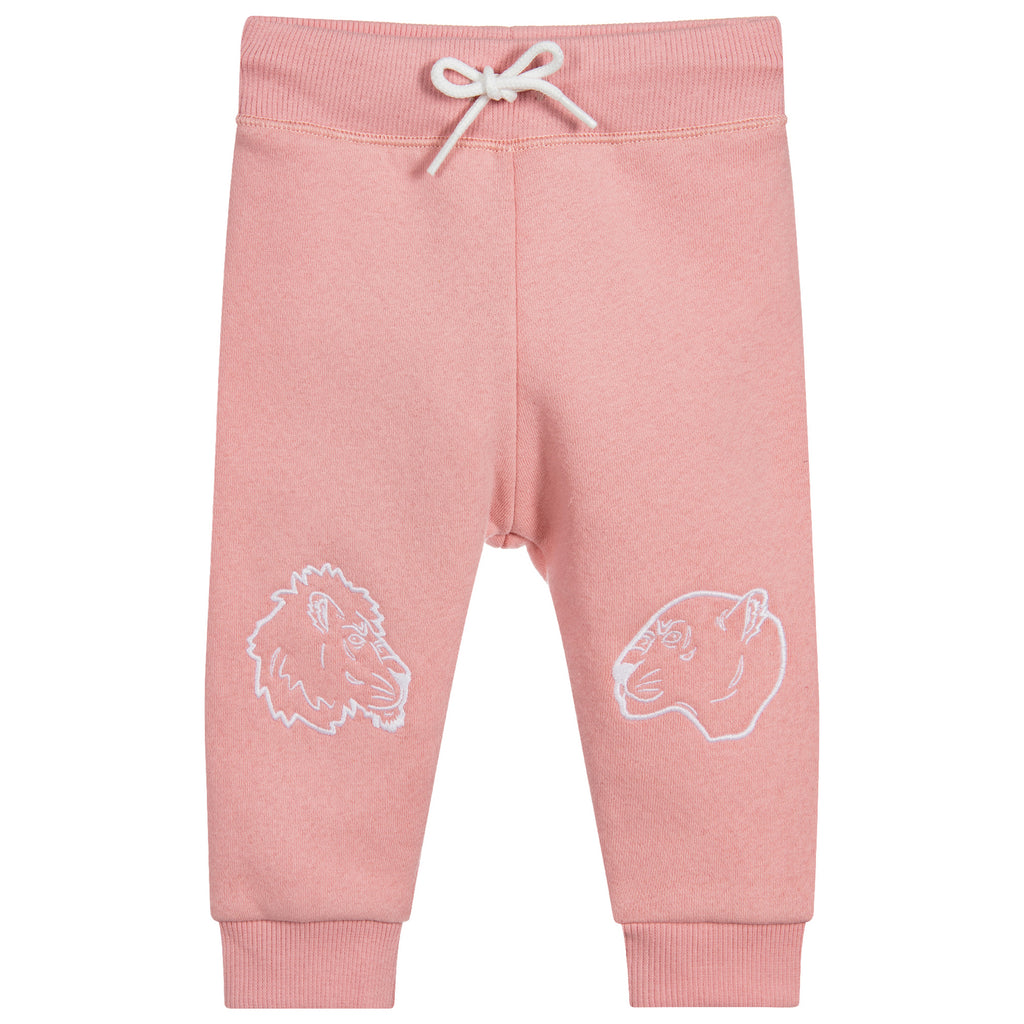 Baby Girls Soft Pink Tiger Patched Sweatpants