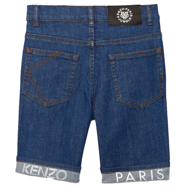 Kenzo Boys Fold-Up Logo Blue Bermuda Shorts – Petit New York
