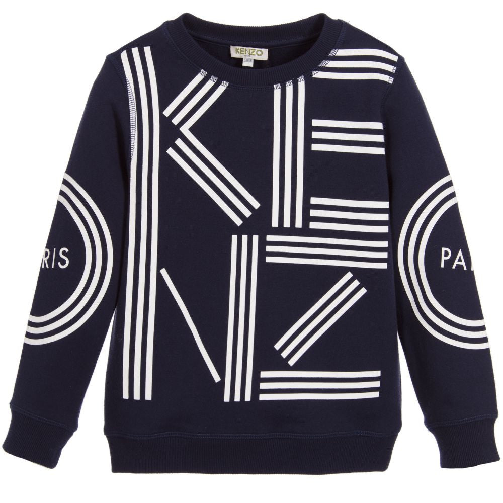 Kenzo Boys Navy Blue Logo Sweatshirt (Unisex) Boys Sweaters & Sweatshirts Kenzo Paris [Petit_New_York]