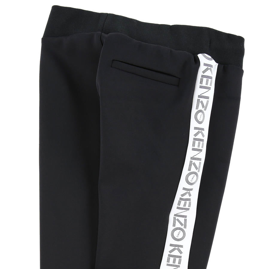 Boys Black Sweatpants with Side Strip Logo