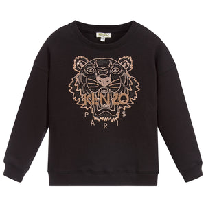Girls Black Sweatshirt with Bronze Tiger Logo (Mini-Me)