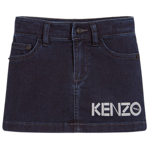 Kenzo Girls Blue Denim Logo Skirt Girls Skirts Kenzo Paris [Petit_New_York]