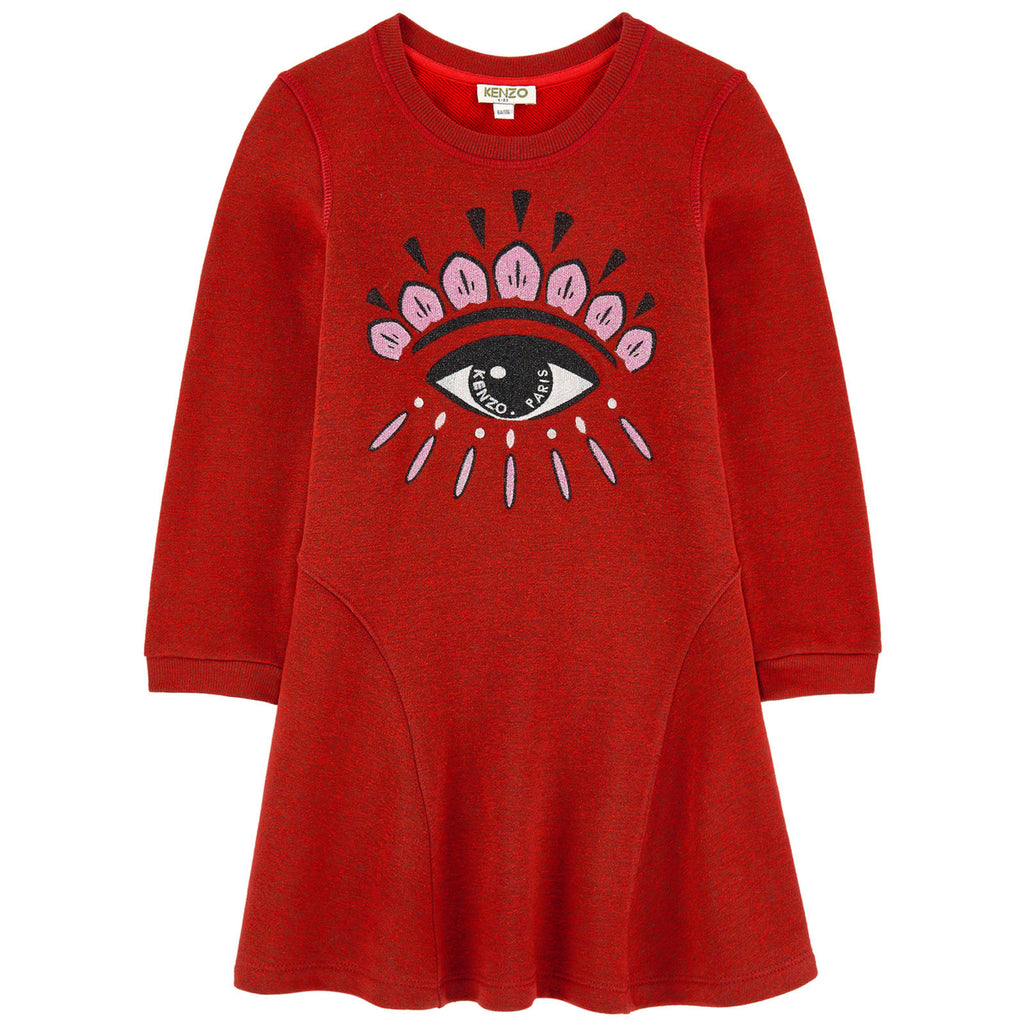 Kenzo Girls 'Eye' Red Sweatshirt Dress Girls Dresses Kenzo Paris [Petit_New_York]
