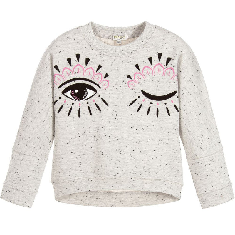 Kenzo Girls Grey Iconic Eye Sweatshirt (Mini-Me) Girls Sweaters & Sweatshirts Kenzo Paris [Petit_New_York]