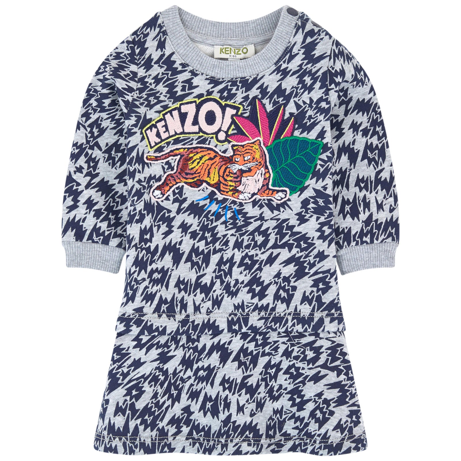 Kenzo Baby Girls Grey Tiger Logo Sweatshirt-Dress – Petit