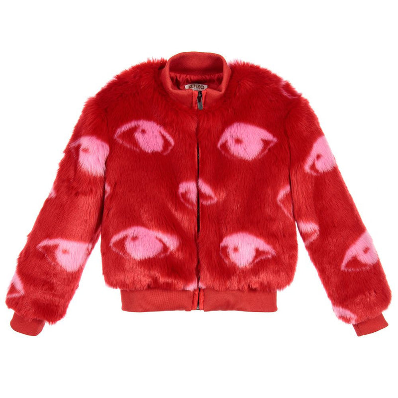 Sonia Rykiel Paris Girl's Red & Black Wool Bomber Jacket