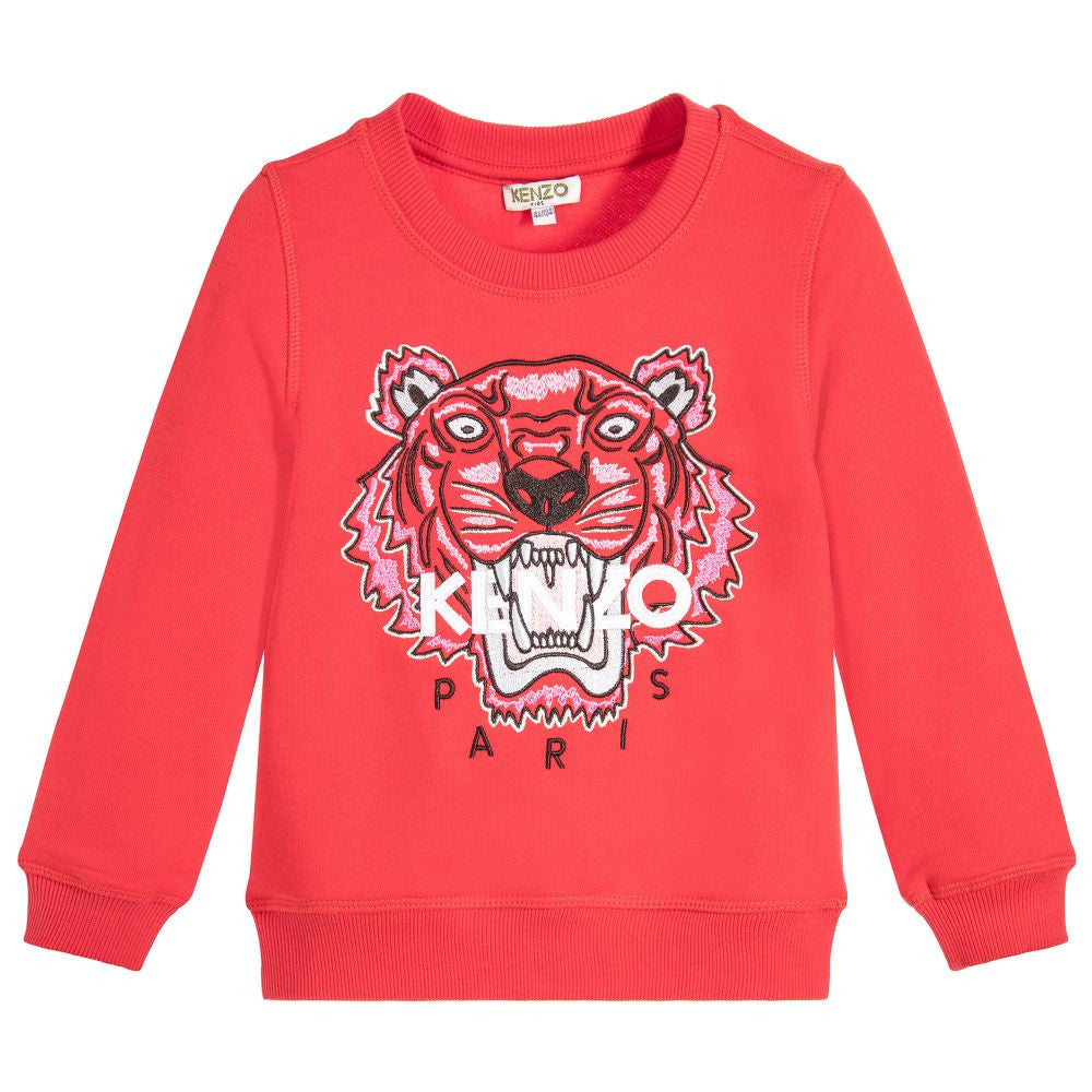 Kenzo Girls Red Tiger Sweatshirt (Mini-Me) Girls Sweaters & Sweatshirts Kenzo Paris [Petit_New_York]