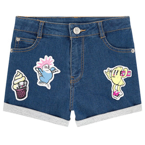 Girls Stretch Jeans Shorts with Patches