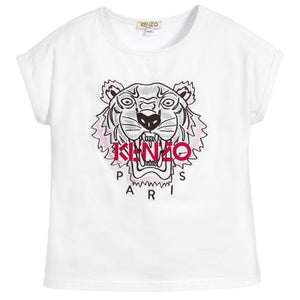 Girls White Tiger Logo T-shirt (Mini-Me)